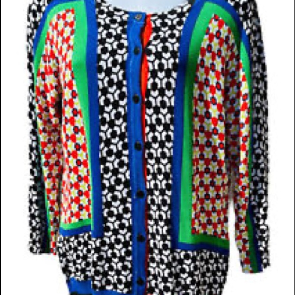 NWT Joseph A Blue Hive Print Thin Knit Cardigan S